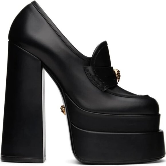Versace Black Platform Loafers - Picture 2 of 8